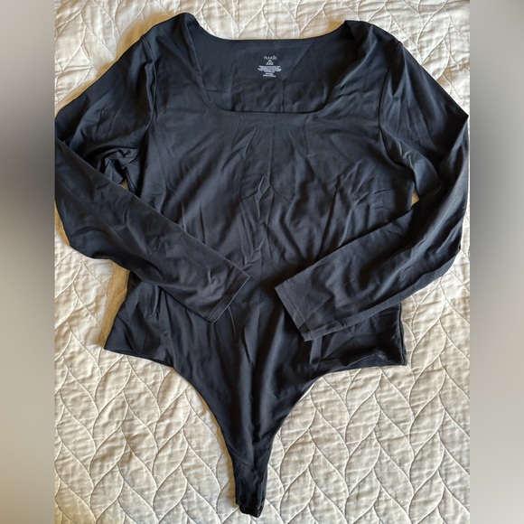 NWT NUUDS LADIES WOMENS XXL BLACK LONG SLEEVE SQUARE NECK BODYSUIT 🖤🖤🖤 SOLD OUT - Picture 6 of 10